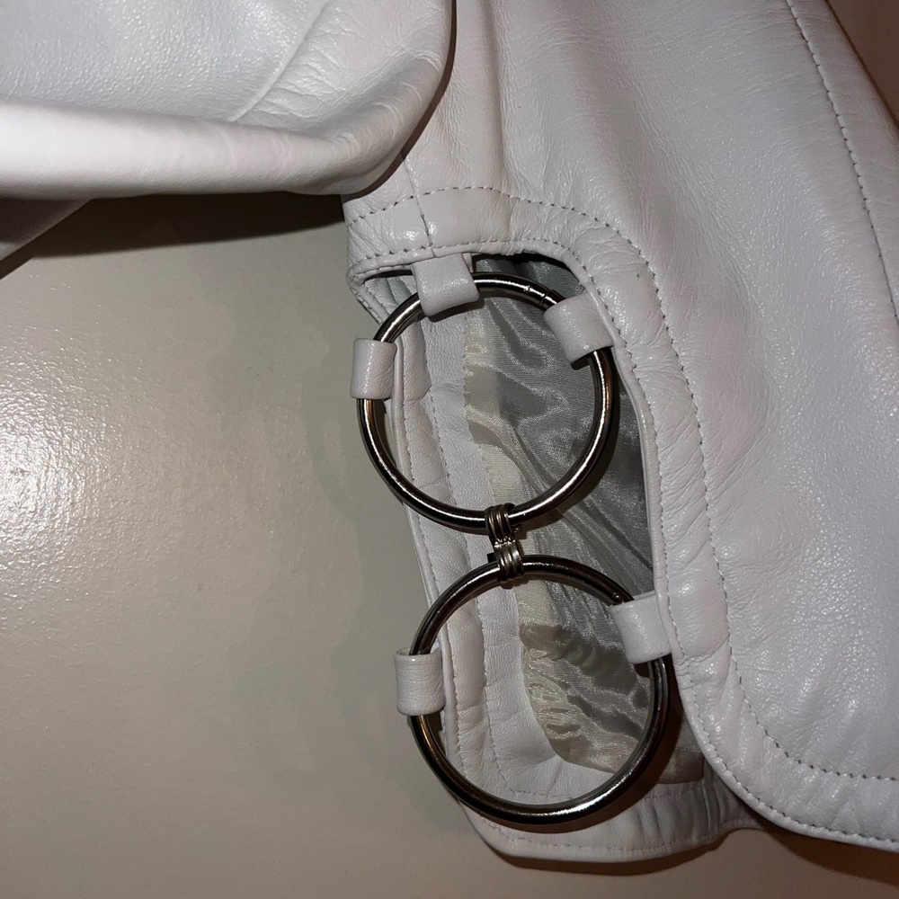 Vintage Italian Cropped White Leather Jacket - Picture 4 of 7